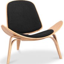 Privatefloor - Designer armchair - Scandinavian armchair - Fabric upholstery - Lucy Black Solid Oak, Fabric, Fabric, Wood - Black