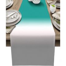 Cyan Turquoise Gris Dégradé Chemin De Table Cuisine Table à Manger Décor Nappe Et Set De Table De Mariage Décor De Table