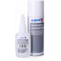 Beschleuniger + Cyano-Set für poröse Materialien, 50 g Flasche + 200 ml Spray Unecol A7156