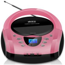 Boombox Tragbarer CD-Player Kinder Radio CD-Radio Stereoanlage Pink - Pretty Pink - Cyberlux