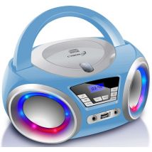 CD-Player mit LED-Beleuchtung Tragbares Stereo Radio CD-Player Kinder Radio Stereo Radio Stereoanlage Blau - Cyberlux
