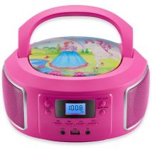 Tragbarer CD-Player Kinder CD-Player aux-in USB-Anschluss CD/MP3-Radio Kinder Radio CD-Radio Stereoanlage Boombox Pink - Pink - Cyberlux