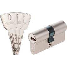 Cylindre de serrure EXEM R9+ 45X45 – Laiton nickelé – 3 clés réversibles – Anti-crochetage, anti-arrachement, anti-perçage – Garantie 10 ans