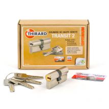 Thirard - Cylindre de sécurité nickelé pour porte transit 2 Dimension - 35 x 35 mm