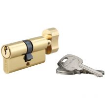 Cylindre de serrure à bouton, 35Bx30mm, anti-arrachement, laiton, 3 clés