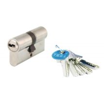 Tesa Securité - Cylindre Double De Sûreté Type T 60 Débrayable 5 Clés Laiton Nickelé 30 X 35 Mm