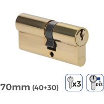Cylindre de porte 70mm (40+30mm) court cam r13 5 clés de sécurité inclus EDM
