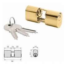 Cylindre CVL 5964/25x25/Cames et tiges ovales en laiton poli Double cylindre