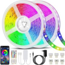 Memkey - led 20 m (10 m x 2), LED-Streifen, 5050 rgb, mehrfarbig, flexibler Lichtstreifen mit 40-Tasten-Fernbedienung, Synchronisierung mit Musik,