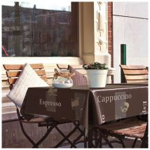 Nappe ronde Manhattan – Toile cirée cappuccino – Diamètre 150 cm – Longueur, Largeur, Matières