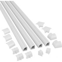 Canalina Mezza Tonda, Passacavi, Canalina Copricavi, Nascondi Cavi, Canaline Per Impianti Elettrici - 4 x 1 m Lunghezza Per Pacco - Bianco - D-line