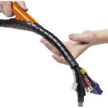 CZ252.5B Raccogli Cavi Elettrici, Guaina spiralata, Spirale Per Cavi, Raccogli cavo Scrivania - 25mm Diametro Esterno - 2,5m Lunghezza - Nero - D-line