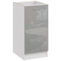 Küchenunterschrank 40 cm – 40 × 82 × 44 cm – Ideal für Töpfe und Geschirr – Grau glänzend