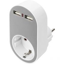 Digitus - Adaptateur pour prise murale Courant de sortie (max.) 2400 mA usb, Prise de courant + contact de protection Nbr. de sorties: 2 x Y942812