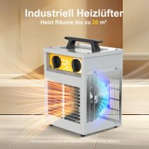 Industrie-elektroheizer 2000w - Robuster, Tragbarer Gebläseheizer Für Baustelle & Garage, Mit Thermostat - Dahtec
