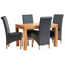 Verty Furniture - Dakota Light Mango 4 ft Dining Set with Leather Chairs - Light Wood