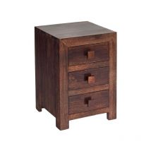 Verty Furniture - Toko Dark Mango 3 Drawer Bedside - Solid Mango Wood - L40 x W42 x H62 cm