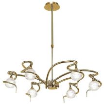 Diyas - Inspired Mantra - Dali pb - Telescopic Ceiling Pendant Semi Flush Convertible 6 Light G9, Polished Brass