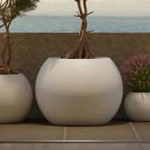 Dalia 70. Vaso Rotondo Per Piante E Fiori In Polietilene Ø68x50 Cm Per Esterni E Interni Molto Resistente. Colore Bianco
