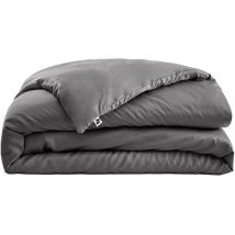 DALIA - Housse de Couette 240x220cm 100 % Viscose de Bambou Granit