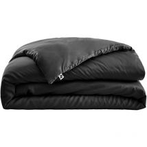 Dalia - Housse de Couette 240x220cm 100 % Viscose de Bambou Noire