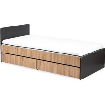 Dalia Lit adolescent enfant 90x200 avec tiroir Anthracite/Chêne