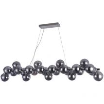 Lampadario Contemporaneo Dallas Metallo Cromo 25 Luci Diffusori Vetro Fumè