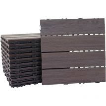 Hegele - Carreaux en wpc, HHG-169, aspect bois,pour terrasse, structure 3-D, 11 carreaux à 30x30 cm = 1 m² gris-marron