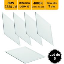 Lutece-arc - Lot 5 dalles led 36W 60x60 UGR19 3780lm 4000K - garantie 5 ans