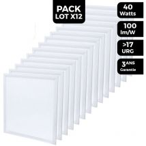 Europalamp - Dalle led 40W lot de 12 pcs Blanc Neutre 600x600 - Haute Luminosité - 4000K