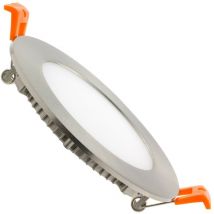 Spot Encastrable Dalle led Ronde Extra-Plate 6W Argentée Coupe ø 110 mm Downlight Panel Blanc Chaud 2700K - 3200K - Blanc Chaud 2700K - 3200K