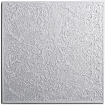 Saarpor - decosa Dalle de plafond Luxemburg - polystyrène - blanc - effet crépi - 50 x 50 cm - 8 sach. (=16 m2)