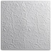 Dalle de plafond paris - polystyrène - blanc - effet crépi - 50 x 50 cm - 5 sach. (=10 m2) - blanc - Decosa