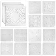 Dalles de plafond polystyrène xps blanc nombreux motifs 50x50cm paquet d'épargne no.71 à no.116: 10 m² / 40 plaques, n° 95