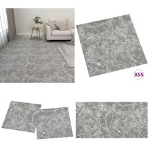 Dalles de plancher autoadhésives 55 pcs PVC 5,11 m² gris béton - Carrelage Pvc - Dallettes De Sol - Planchers Autocollants - Revêtement De Sol