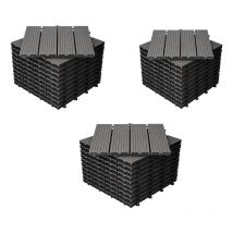 Hobbytech - Dalles de terrasse en bois composite wpc 30 x 30 cm Dalles clipsables jardin extérieur Grise x30