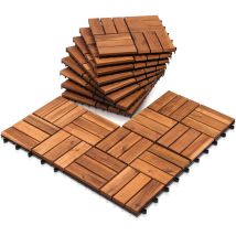 Tolletour - vingo 44x Dalles de terrasse en bois d'acacia pour 4m² 30 x 30 cm Jardin extérieur système d'emboîtement et de Drainage