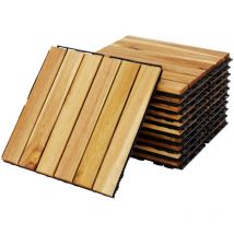 Sweeek - Dalles de terrasses 30x30cm en bois d'acacia. motif linéaire. à lattes. clipsables Lot de 36 dalles (environ 3.2m²)