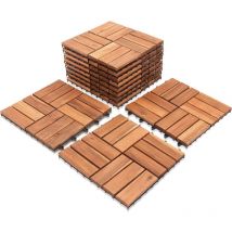 Dalles en bois d'acacia - 1 m² - 30 x 30 cm - Pour balcon, jardin, terrasse, balcon