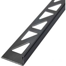 Fliesenschiene Fliesenprofil Edelstahl L-profil, Fliesenprofil - Schwarz Gebürstet 2,5m X 12,5mm, 1 Stück - Dalsys