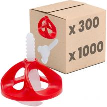 Fliesen Nivelliersystem, Verlegehilfe Set, Fliesenleger Werkzeug, ergonomisch - 1mm Set: 1300tlg., 1000 Laschen + 300 Hauben - Dalsys