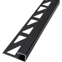 Fliesenschiene Eckprofil Quadratprofil Aluminium (eloxiert, Fliesenprofil - Schwarz 2,5m X 10mm, 1 Stück - Dalsys