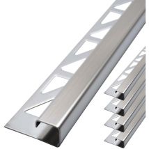 Dalsys - Fliesenschiene Eckprofil Quadratprofil Edelstahl, Fliesenprofil - Gebürstet 2,5m x 10mm, 5 Stück