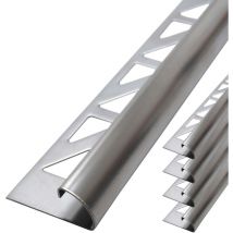 Fliesenschiene Viertelkreisprofil Edelstahl, Rundprofil Halbrundprofil Fliesenprofil - Gebürstet 2,5m X 12,5mm, 5 Stück - Dalsys