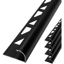 Fliesenschiene Viertelkreisprofil Aluminium (eloxiert, Rundprofil Halbrundprofil - Schwarz 2,5m X 12,5mm, 5 Stück - Dalsys