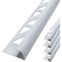 Dalsys - Fliesenschiene Viertelkreisprofil Aluminium (eloxiert, Rundprofil Halbrundprofil - Weiß 2,5m x 10mm, 5 Stück