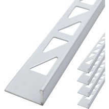 Dalsys - Fliesenschiene Winkelprofil Aluminium (eloxiert, Fliesenprofil - Weiß 2,5m x 8mm, 5 Stück