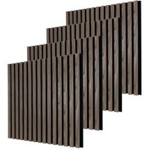 Panneaux tasseaux acoustiques bois - 60x60cm, 4 pièces, Noyer - Dalsys