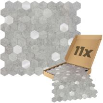 Dalsys - Wandpaneele selbstklebend, Hexagon Muster 0,88m², 11 Stück Wandverkleidung feuchtigskeitsbeständig, Premium Qualität für Bad und Küche