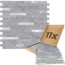 Dalsys - Wandpaneele selbstklebend Steinoptik 1m², 11 Stück Wandverkleidung feuchtigskeitsbeständig, Premium Qualität für Bad und Küche, dünne